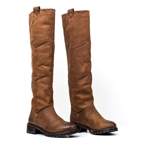 Ross & Snow Women Elena Brown Espresso OTK Shearling Lined Boots size 7US EUR 38 - Picture 1 of 8